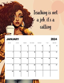 Preview of 2024 Affirmation Calendar For Teachers Printable