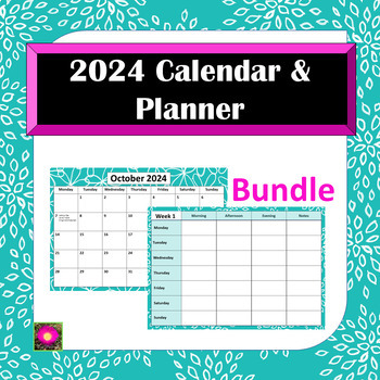 Preview of 2024 Aqua Calendar & Weekly Planner - for A4 paper