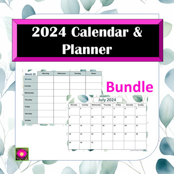 Preview of 2024 Eucalyptus Calendar & Weekly Planner - for A4 paper