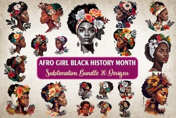 2024 Black History Month Clipart Afro Girl Black History Month Bundle