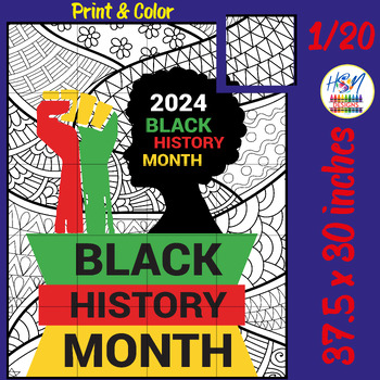 Preview of 2024 Black History Month Collaborative Coloring Poster Activities Bulletin board