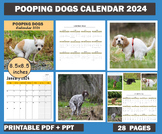 2024 Calendar Funny Pooping Dogs Photographed Printable Mo