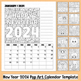 2024 Calendar Gift Parent Christmas New Year Pop Art Color