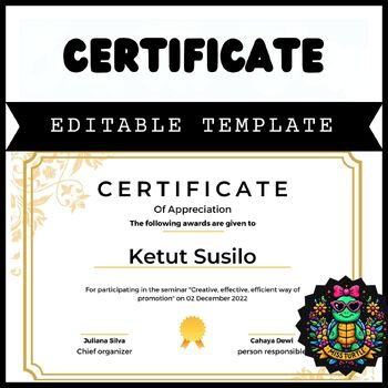 Preview of 2024 Certificate of Appreciation Template - Editable & Printable Google