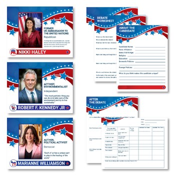 Preview of 2024 Democratic/Republican Primary Election Posters and Worksheets