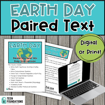 Preview of 2024 Earth Day | Paired Text Intervention Test Prep | Digital + Print
