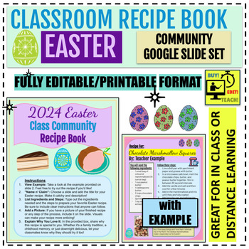 Preview of 2024 Easter Class Community Recipe Book (Fully Editable Google Slide Set)