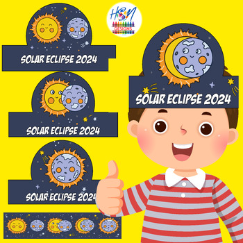 Preview of Partial & Total Solar Eclipse 2024 Phases Hats Crafts Crown Headband Activities