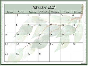 2024 Editable Calendar Natural Eucalyptus Theme by Daisy Delle | TPT