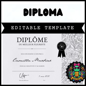 Preview of 2024 Editable Diploma Certificate Template for Google Slides - Easy to Customize