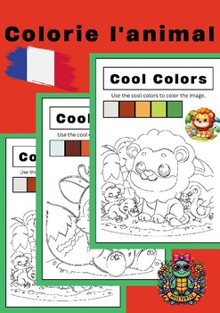 Preview of 2024 FRENCH Educational Coloring Activity Animals color by colors