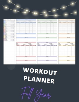 Preview of 2024 Full Year Weekly Workout Planner template (specific for weight training)
