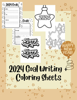 Preview of 2024 Goal Writing for the New Year + Coloring Sheets