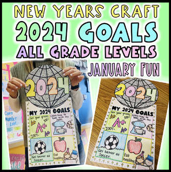 Preview of 2024 Goals New Years Ball Craft Writing or Drawing- December January- Winter Fun