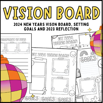 2024 Goals Vision Board and 2023 Reflecting Activity Worksheets | TPT