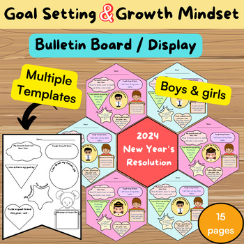 Preview of 2024 Growth Mindset And New Years Goal Setting | Junuary Bulletin Board