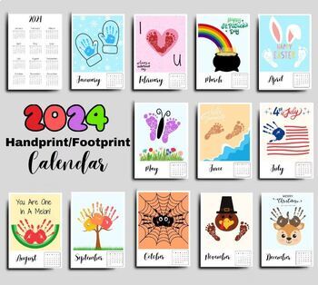 Preview of Handprint Calendar 2024, Winter Student Made Calendar Christmas Gift Monthly