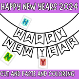 Happy New Year 2024 Coloring Sheets / Printable Banner Col