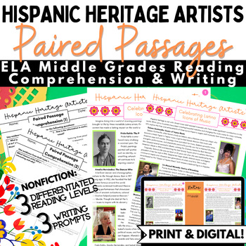 Preview of 2024 Hispanic Heritage Reading Comprehension | Hispanic Heritage Artists