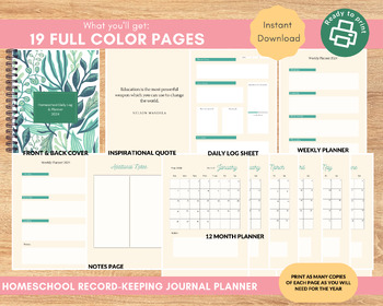 Preview of 2024 Homeschool Daily Log & Planner