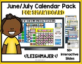2024 June & July Calendar and Math Pack for Smartboard!