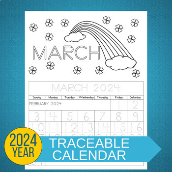 2024 Kids Calendar with Tracing and Coloring Pages | Preschool ...