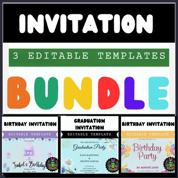 Preview of 2024 NEW Editable Party Invitation Templates Bundle for Google