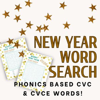 Preview of 2024 NEW YEAR PHONICS WORDSEARCH CVC + CVCE SET! JANUARY winter