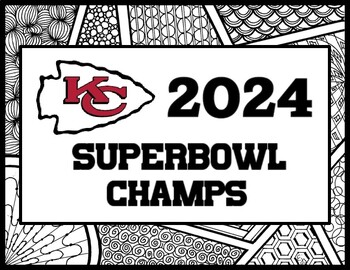 Preview of 2024 NFL Superbowl Champions - Kansas City Chiefs  - Zentangles & Coloring Pages