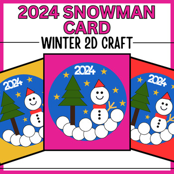 Preview of 2024 New Year Card For Decoration | Paper Craft Snowman December Bulletin board