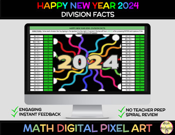 Preview of 2024 New Year Division Facts Digital Mystery Pixel Picture