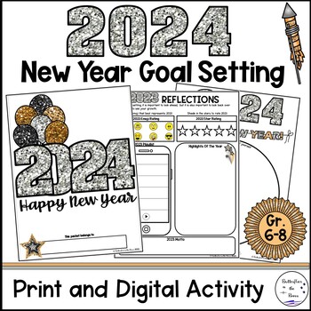 Preview of 2024 New Year Goal Setting Activity for Middle School| SMART Goal