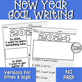 Preview of 2024 New Year Goal Writing | No Prep | Differentiated | Keepsake