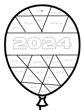 Preview of 2024 New Year's Balloon Math Review - updated