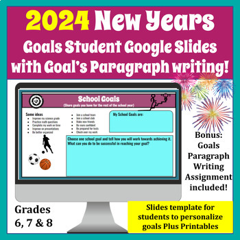 Preview of 2024 New Year's Goals Digital Student Interactive Slides/Printables