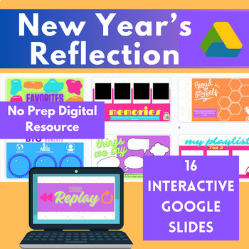 Preview of 2024 New Year's Resolutions Reflection and Goal Setting Activity Google Slides