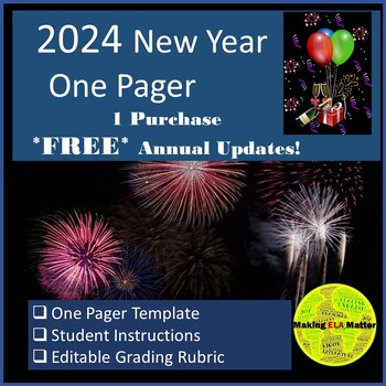 Preview of 2024 New Years One Pager for Middle School & High School 