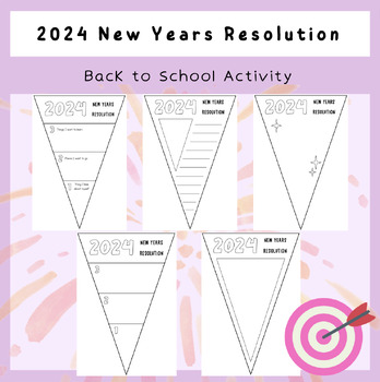 Preview of 2024 New Years Resolution | Goal Setting Activity | EDITABLE Bunting Banner