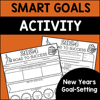 Preview of 2024 New Years SMART Goals / Goal Setting Activity EDITABLE
