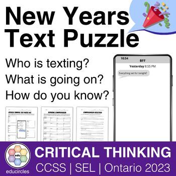 Preview of 2024 New Years Text Mystery! Critical Thinking Text Puzzle #3 | Digital Literacy
