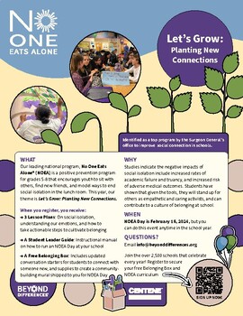 Preview of 2024 No One Eats Alone® Day - 3 Lesson Plans & FREE Art Supplies