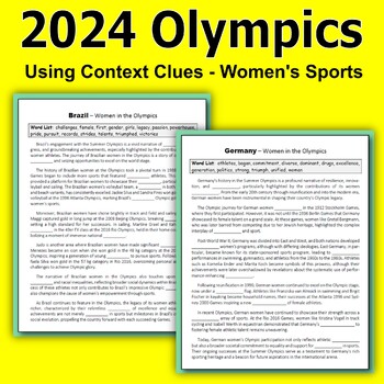 Preview of 2024 Olympics - Using Context Clues - Women's Sports