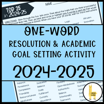 Preview of 2024 One Word New Year Resolution Activity for Back to School