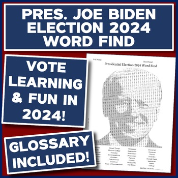 Preview of 2024 PRESIDENTIAL ELECTION WORD SEARCH PUZZLE and GLOSSARY --JOE BIDEN
