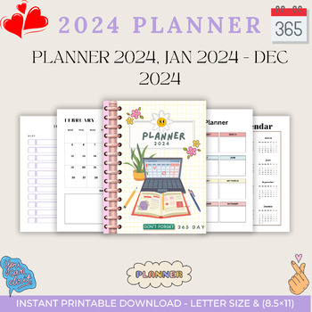 Preview of 2024 Planner - Calendar 2024 | Jan 2024 - Dec 2024 & Weekly and Monthly Planner