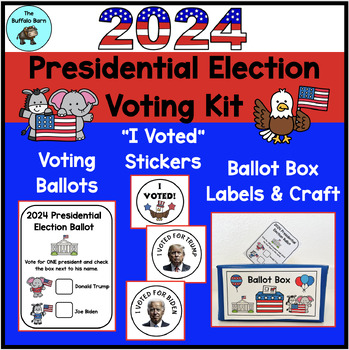 Preview of 2024 Presidential Election Voting Ballots, I VOTED Stickers & Election Day Craft