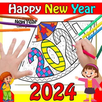 Preview of 2024 Printable New Year's Hats for Kids - Fun Craft Party Activity | Templates