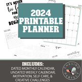 2024 Printable Planner, To Do list, Monthly Challenges, Me
