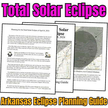 Preview of 2024 Solar Eclipse Total Reading Activities Craft |Solar Eclipse Planning Guide