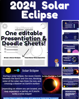 Preview of 2024 Solar & Lunar Eclipse Editable Slides + Doodle Sheets!